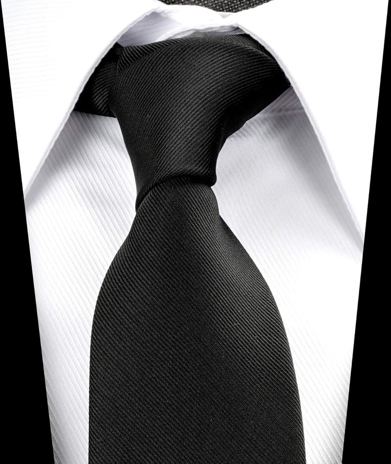 ZENXUS Regular Tie and Pocket Square for Men, Solid Color Necktie Set, 3.2 inch Standard Width - Image 4